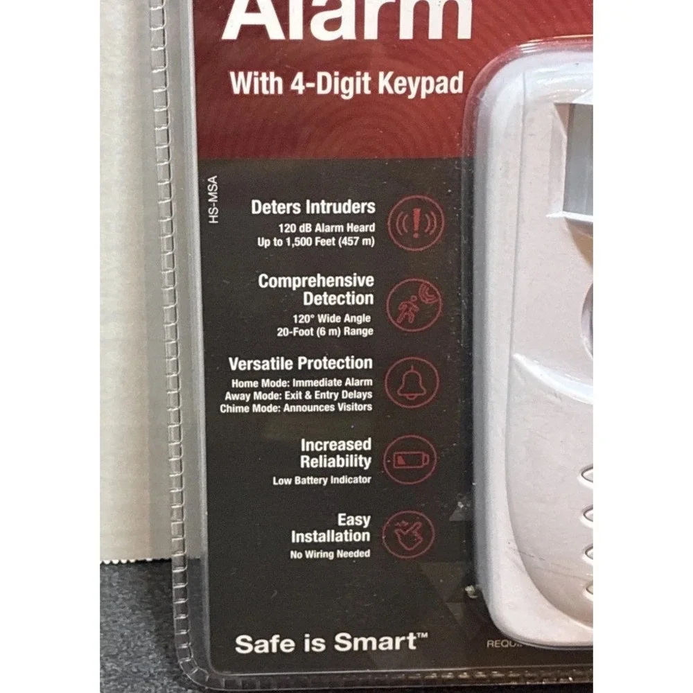 Sabre Motion Alarm with Keypad 120dB, White, Model#‎ HS-MSA NEW Protection Lock